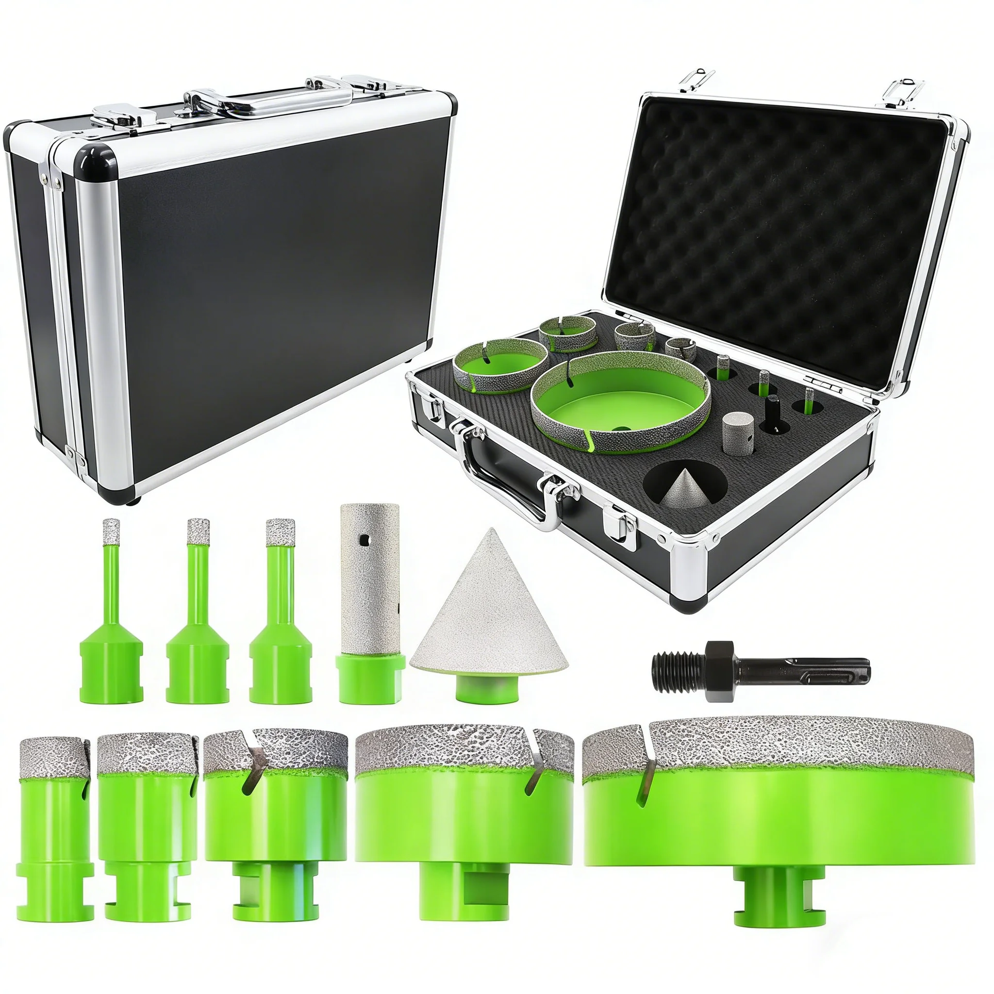Diamond Core Drill Bits Set - Tile Hole Saw Kit 6/8/10/25/35/50/75/127MM for Porcelain Ceramic Tile Granite Marble(10-11PCS)