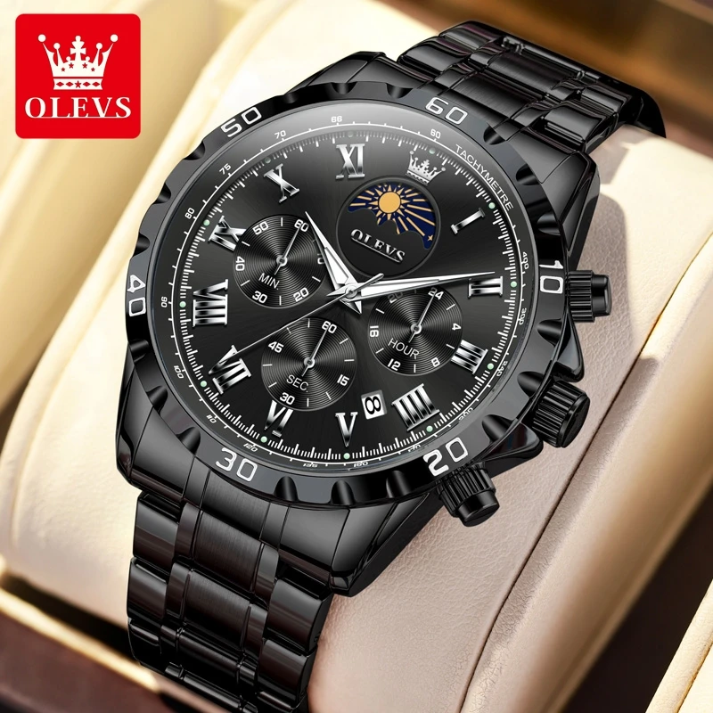 OLEVS Brand Watch Hot Selling Multifunctional Timing Three Eye Quartz Watch Waterproof Men's Watch 2950