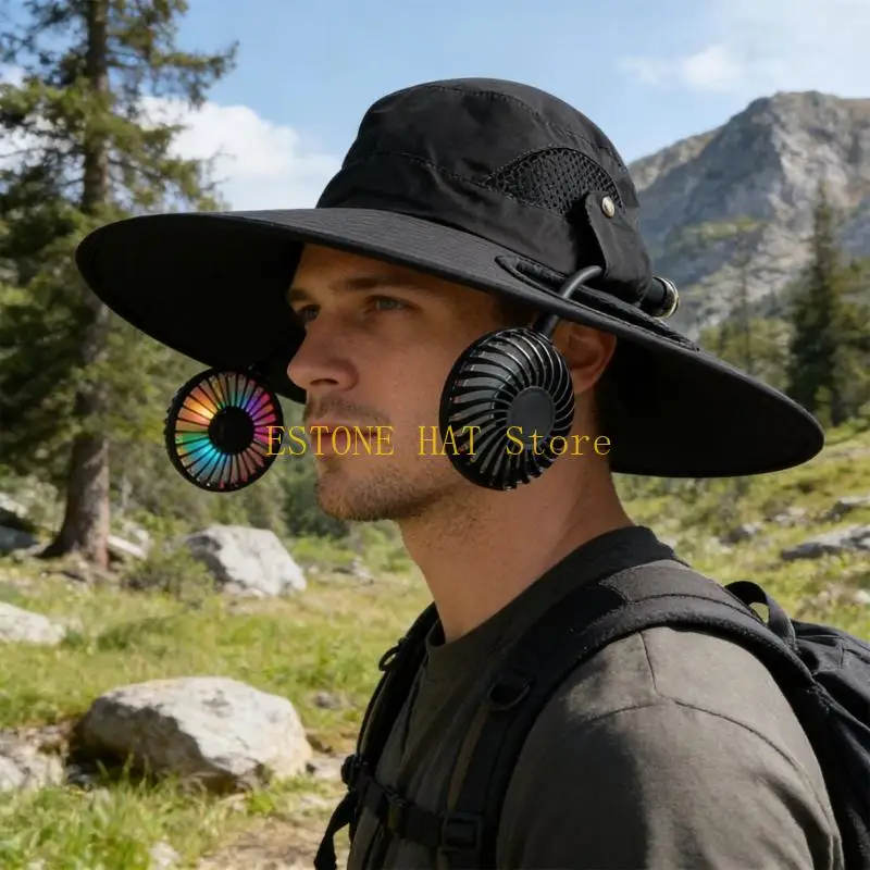 49MF Breathable Sun Hat Including 8W Powerful For Golf Hiking And Travel