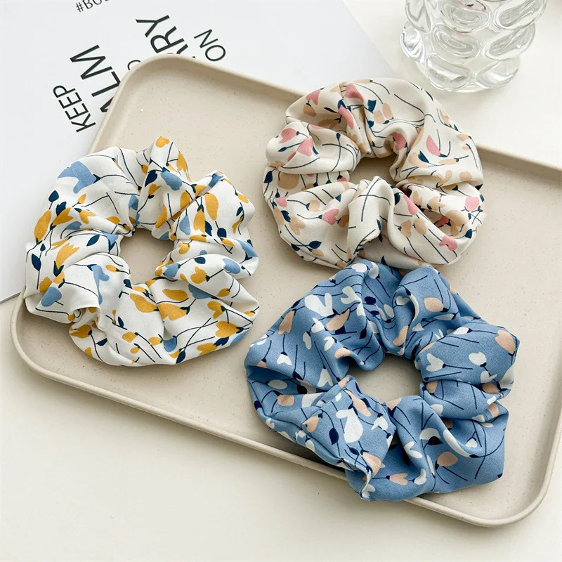 Print Hair Rope Scrunch Color Elastic Hairband Rubber Bands Women Girl Hair Scrunchies Ornaments Oversize Hair Accessory