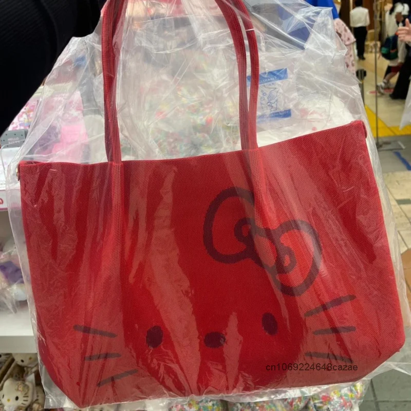 Sanrio Hello Kitty Nieuwe Schattige Canvas Tas Amerikaanse Stijl Grote Capaciteit Vrouwelijke Handtas Y 2K Meisje Mode Cartoon Casual Onderarmtas