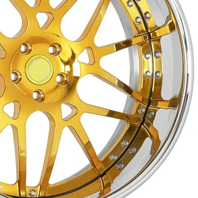 Car Rims 2 Piece 18 19 20 21 22 23 24 26 Inch 5x120.65 Gold Plated Chrome Deep Lip Forged Wheels For Chevrolet Impala