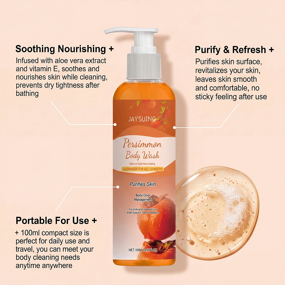 Persimmon Scented Body Wash Deep Cleansing Removes Dirt Oil Refreshing Smooth Skin Daily Shower Gel Nourishing Care