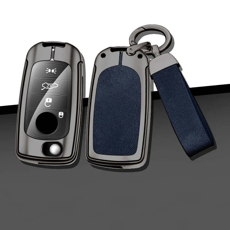 Metal Leather Car key case for FIAT Tipo Toro Nuovo Freedom 500X Doblo Argo Grazie Folding Key Shell Protector Accessories