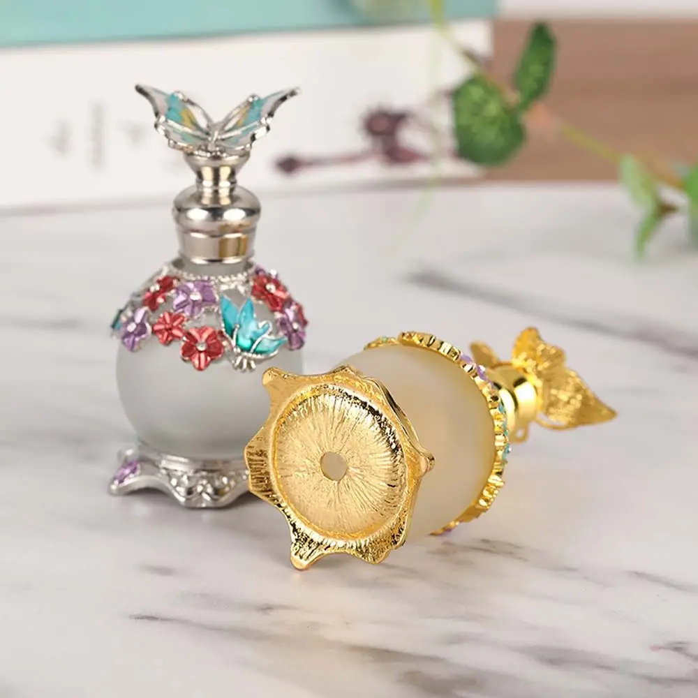 Gift Arab Style Metal Capped Empty Refillable Bottles Essential Oil Container Fragrance Container Gold Butterfly  Bottle