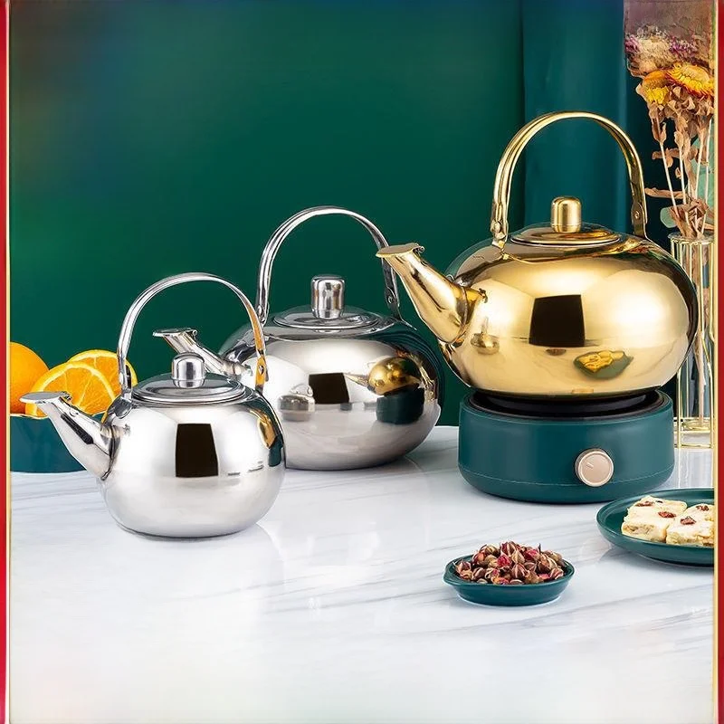 

Stainless Steel Tea Pot with Filter Hotel Style Tea Dripper Boiling Water Pot for Tea Brewing Compact Design Kitchen Essential