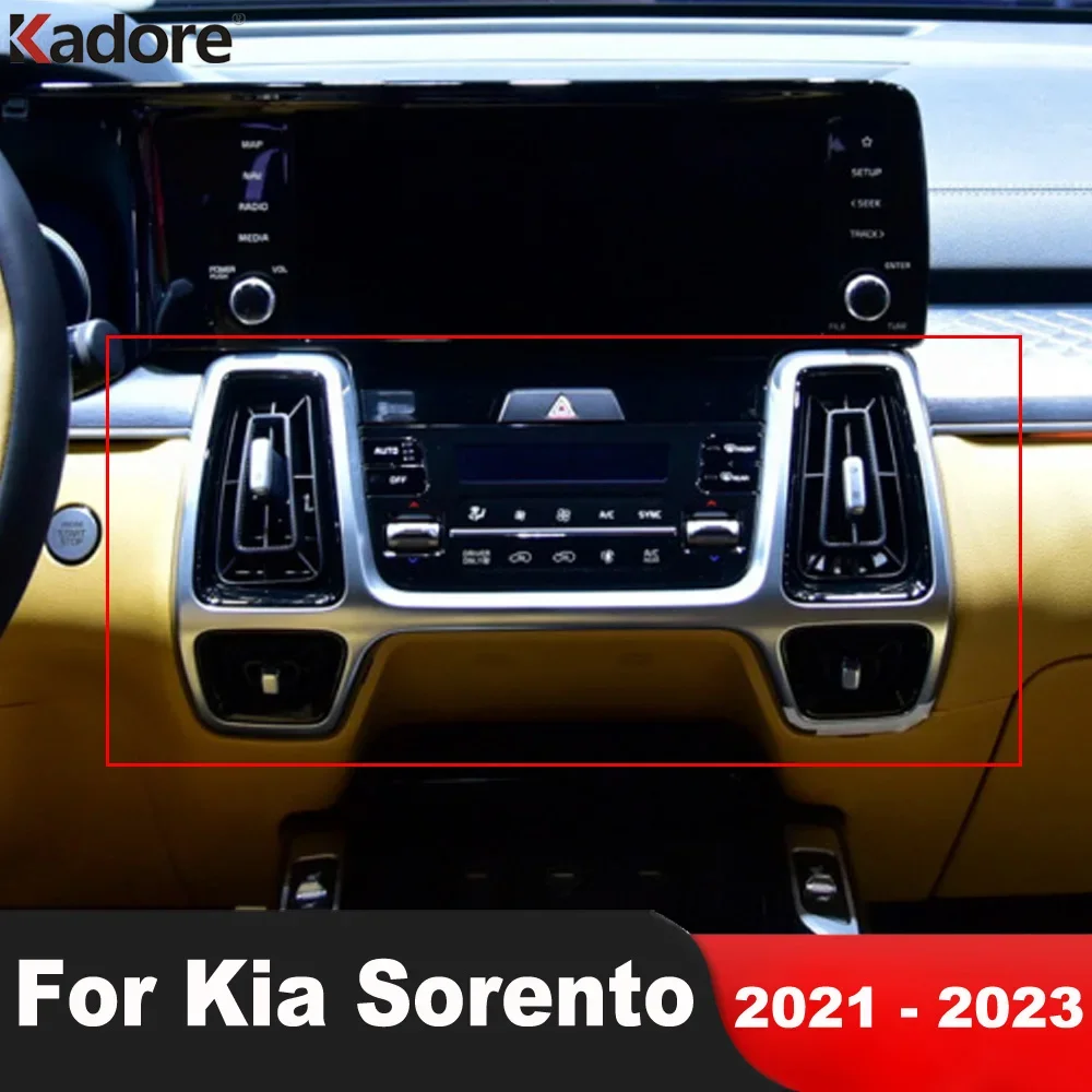 

Для Kia Sorento 2021 2022 2023 углеродное волокно передний центральный кондиционер вентиляционное отверстие крышка отделка интерьерные формовочные аксессуары