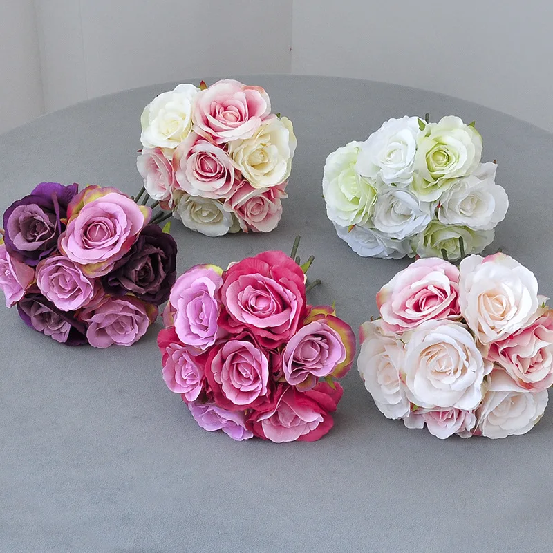 

Yannew 21pcs Artificial Silk Roses Bouquet Centerpieces for DIY Wedding Bouquets Floral Arrangement Party Home Room Decoration