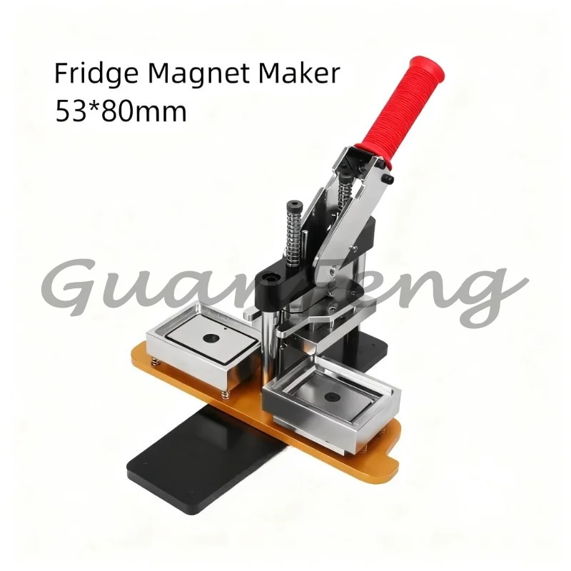 53x80mm Rectangle Button Maker Kit, Manual Hand Press Machine for Custom Photo Fridge Magnets