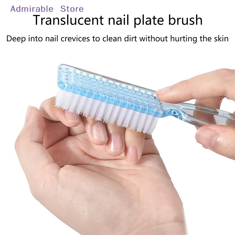 wCleaning Nail Brushes Transparent Long Handle Soft Remove Dust Nail Brushes Multifunctional Five Color Manicure Pedicure Tools