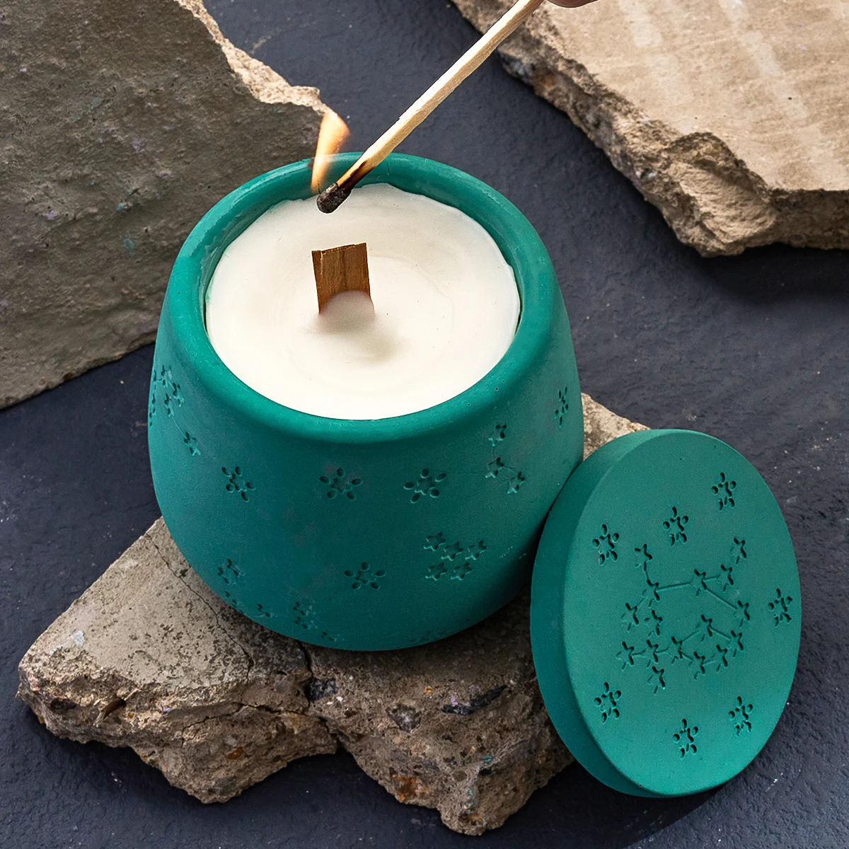 星空星座キャンドルカップシリコーン型蓋付き DIY 石膏保存瓶植木鉢注ぐ UV エポキシ樹脂型家の装飾