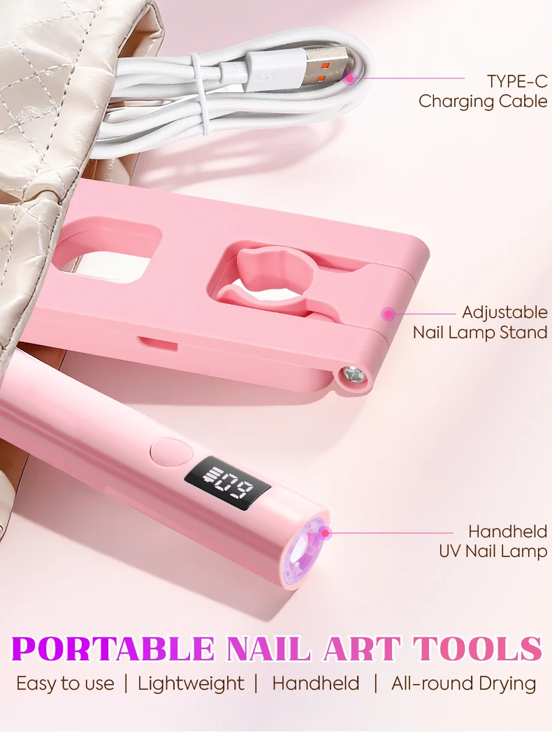 Mini-Nagellampe mit 2 Timer-Einstellungen, stabiler Nagelständer, tragbare UV-LED-Nagellampe für schnelles Gel-Nagellack-Trocknen, für den Heimgebrauch, Salon, DIY. – Detail 9