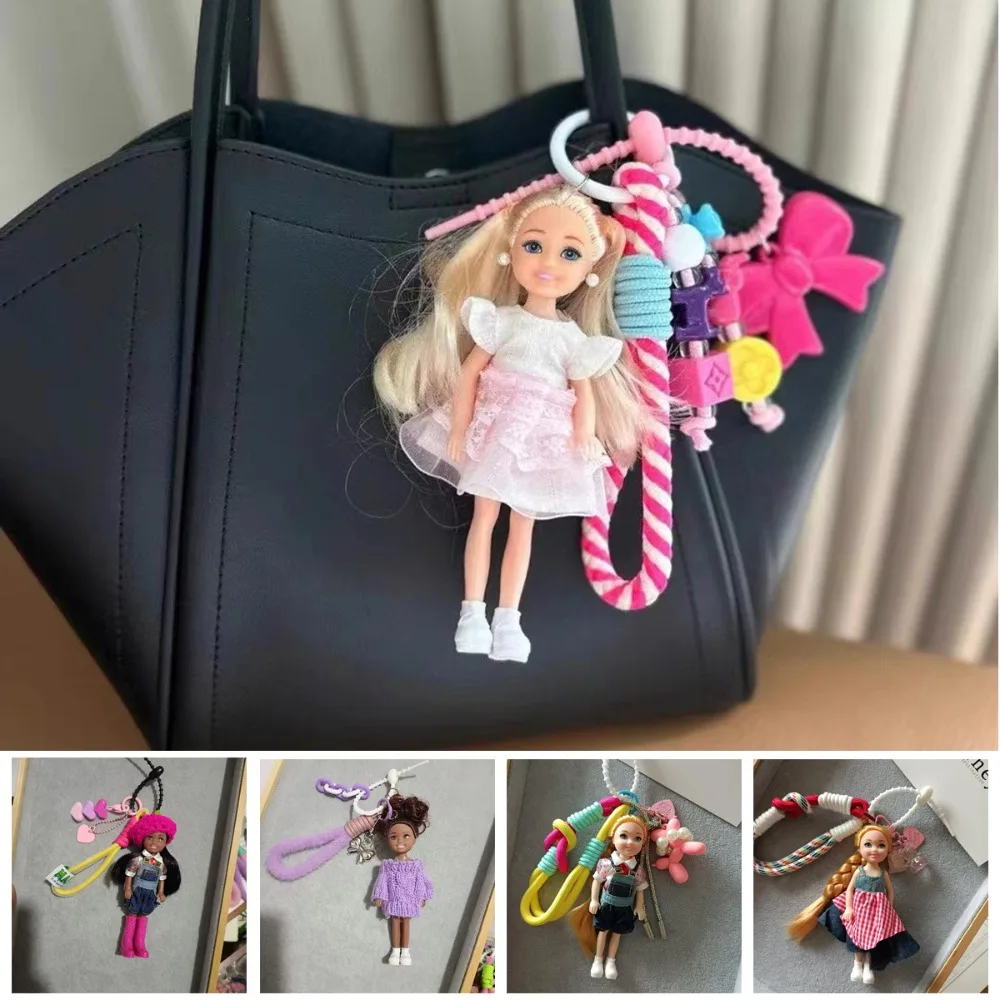 New Cute Doll Pendant Hanging Ornament DIY Change Clothes Car Key Ring Bag Charm for Barbie Doll