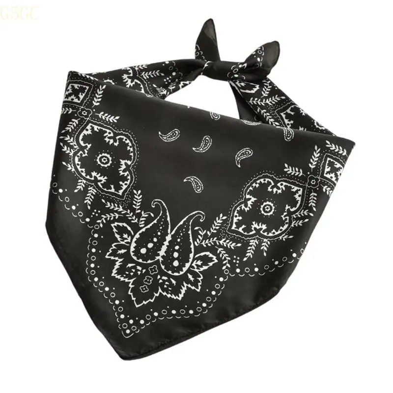 

G5GC Fashionable Satined Headscarf Cashew Flower Pattern Bandana For Formal Occasion