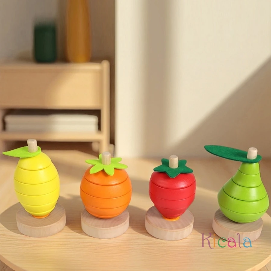 나무 과일 쌓기 장난감 논리적 사고 학습 장난감 감각 장난감 색상 분류 매칭 게임 어린이 몬테소리 유아용 장난감