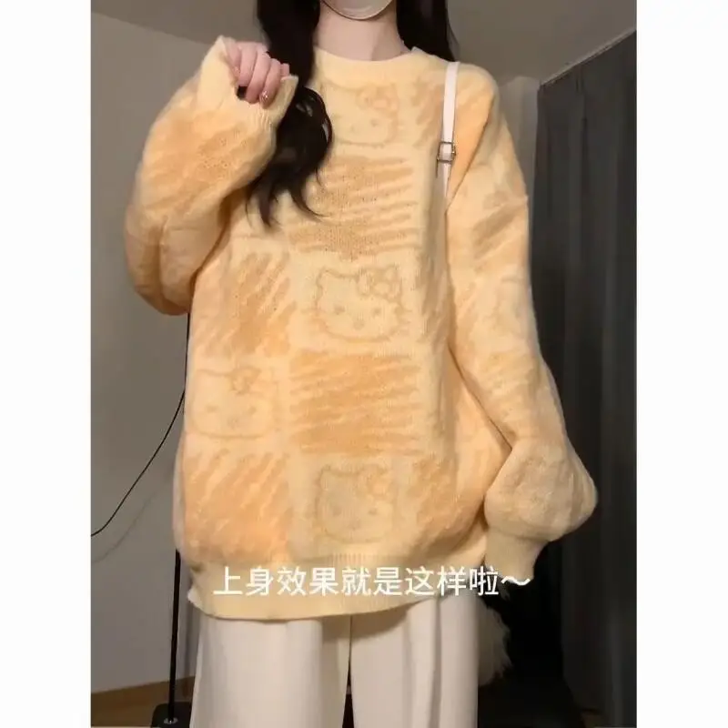 Sanrio bonito kawaii olá kitty fresco doce camisola versão coreana viajando engrossar inverno manter quente dos desenhos animados elegante novo