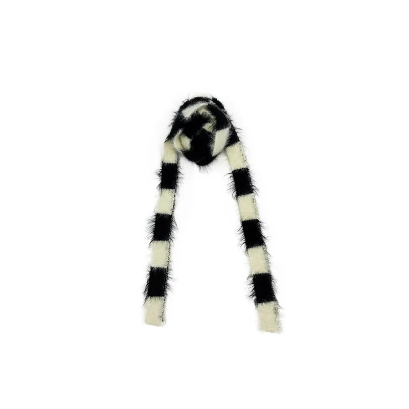 Korean designers Scarves Y2K Women\'s Slim Scarf Striped Knitted Long Scarf  Girls Soft Scarf Decorative Scarf