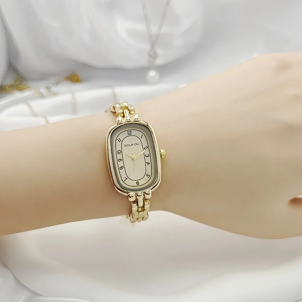 Brand Oval Shaped Women's Watch Retro Bracelet Student Luxury Wristwatch Fashionable Girl Gift Quartz Watch Dropshipping