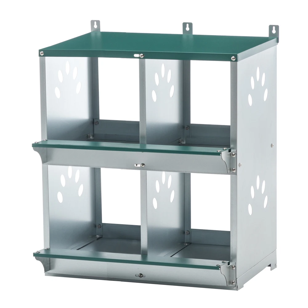 

4 Compartment Chicken Nesting Boxes, Metal Nesting Boxes Wall Mount Chicken Egg Laying Box for Different Chicken Breeds