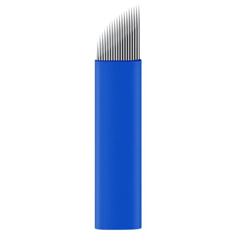 100Pcs 0.2mm Blue Blades Microblading Flex 12/14/16/18/21U Shape Tattoo Needles Permanent Makeup Eyebrow Manual Pen