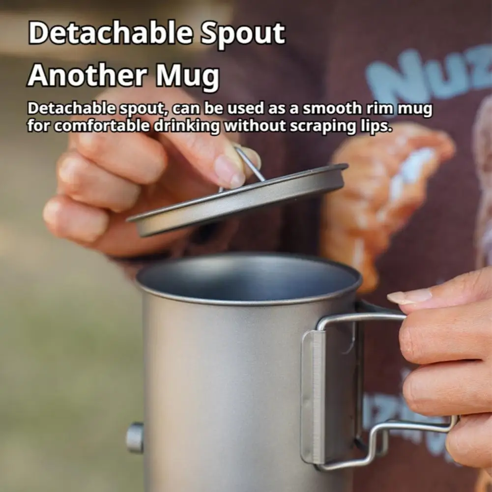 420ml Lightweight Titanium Coffee Pot With Lid Gooseneck Spout Foldable Handle Camping Mug For Outdoor Travel Camping - view 4