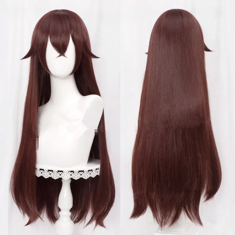 Genshin Impact Bernstein Cosplay Perücken Spiel Cosplay lange braune gerade Perücke mit Pony hitze beständige synthetische Haar Perücken