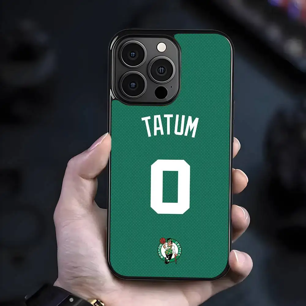 حافظة هاتف نجم كرة السلة TATUM 0 مناسبة لهاتف آيفون 17 Air 16 PRO MAX 15 14 13 12 11 غلاف صلب أسود