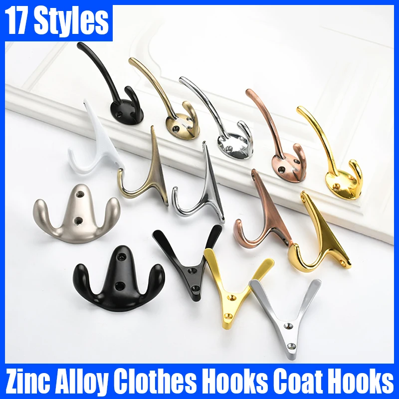 1PCS Zinc Alloy Clothes Hooks European Style Wall Hooks Bathroom Towel Hooks Robe Hooks Multifunctional Household Hook