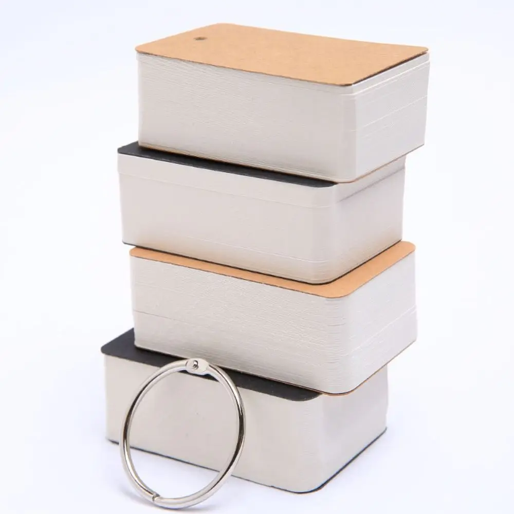Students Gift Loose-leaf Memo Pad Hard Cover With Metal Ring Note Pad DIY Blank Card Stationery Mini Notebook