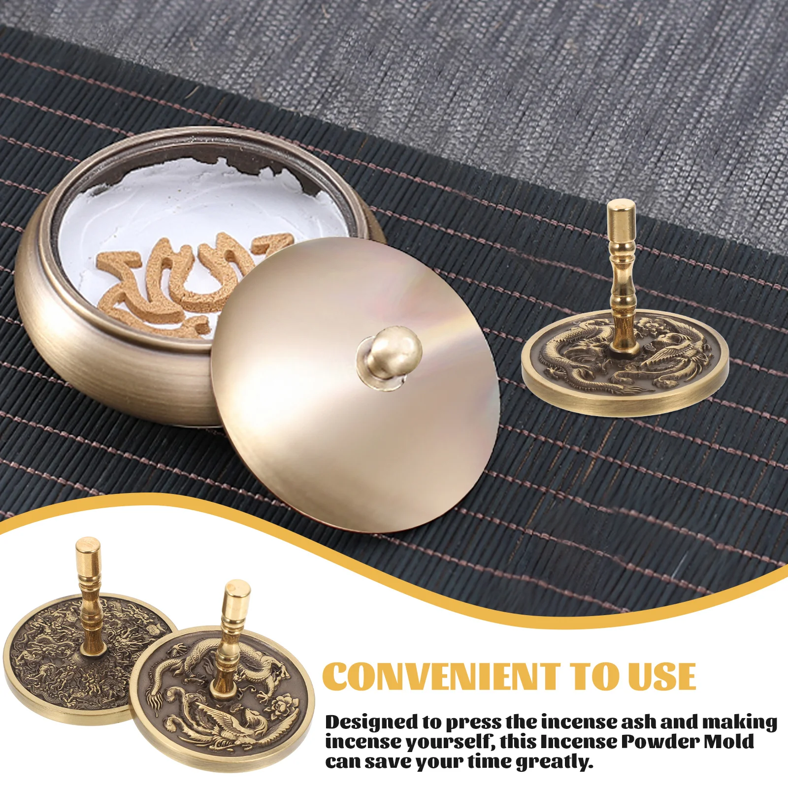 

2pcs Powder Brass Presser For Yoga Incense Mold Diy Meditation Yoga Room Reusable Copper Incense Making Tool Kit