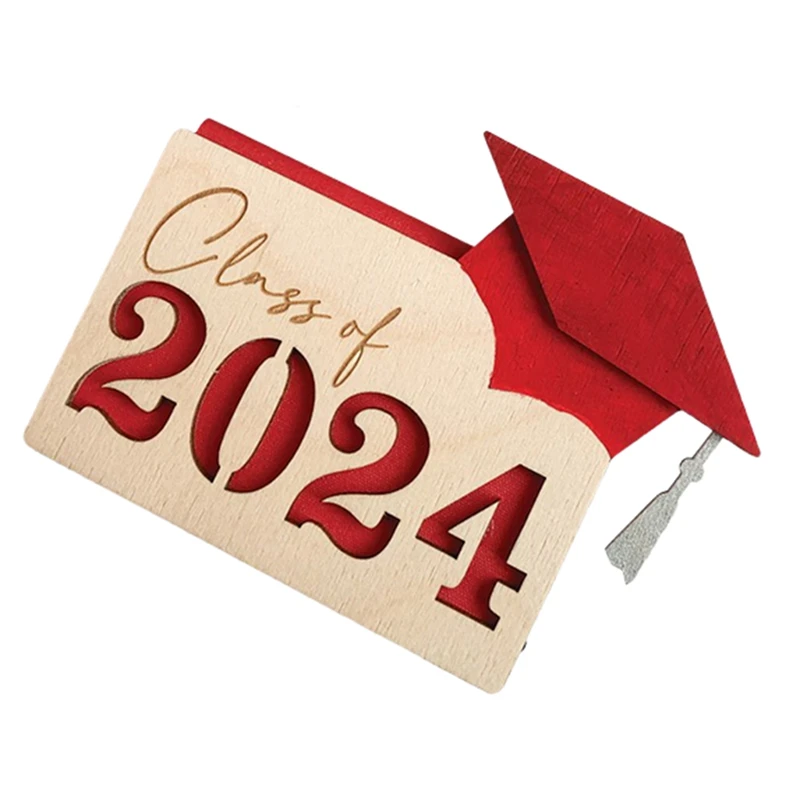 Держатель для выпускных карточек Подарочная коробка для карточек Держатели для денег Деревянный держатель для выпускных денег DIY Дети Выпускная вечеринка Готівка Простая в использовании Красный