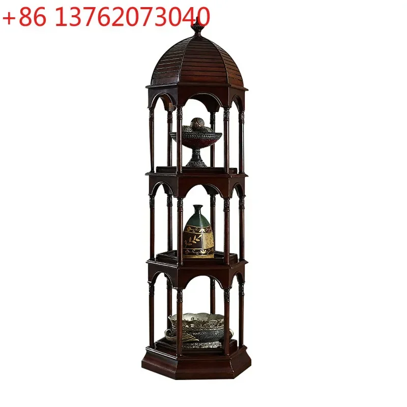 American solid wood flower stand floor-to-ceiling antique stand European creative bird cage stand
