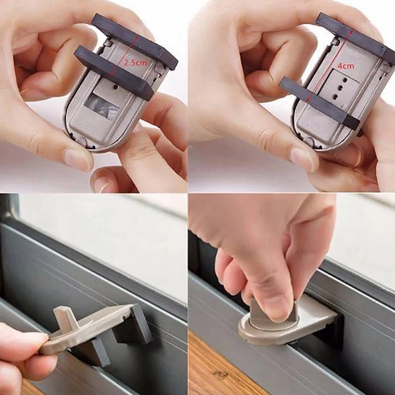 8 Pcs/Set Sliding Door Anti-Theft Switch Lock Sliding Window Blocker Straps Plastic Steel Window Child Safety Doors Lock