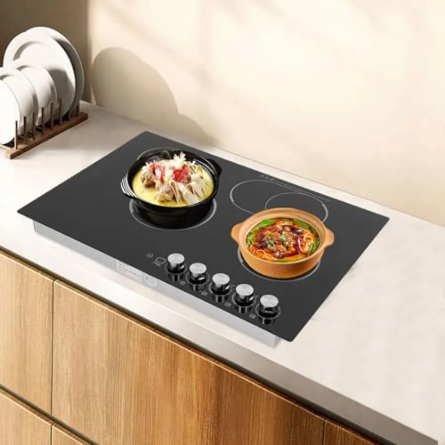 موقد كهربائي 30 بوصة مع 4 شعلات موقد كهربائي 1200 وات للمطبخ يستخدم مؤقت قابل للتعديل وميزة قفل أمان مدمجة #2