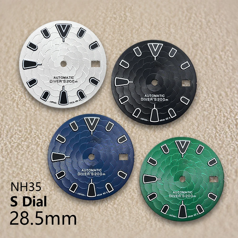 

28.5mm S Logo Dial Suitable for NH35/NH36/4R/7S Japanese Movement Lotus Flower High Quality Dial Watches Modified Accessories