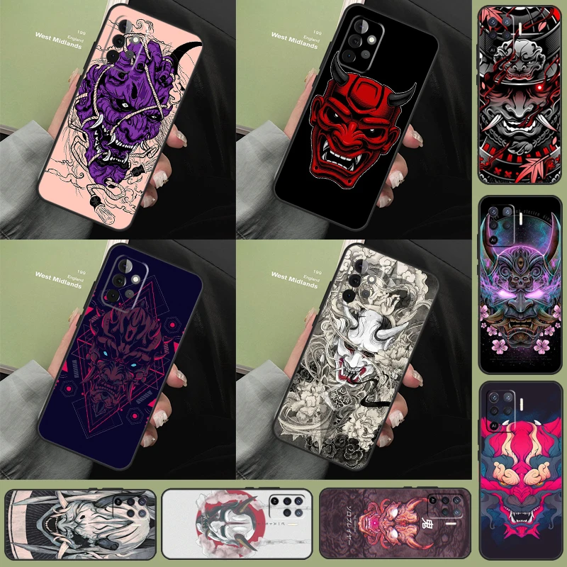 Oni Hannya Demon Mask Case For Samsung Galaxy A54 A34 A14 A12 A22 A32 A52 A72 A51 A71 A50 A13 A33 A53 Coque Funda