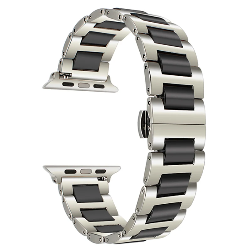 Ceramic+Metal Strap For Apple Watch Ultra Band 49mm 9 8 7 45mm 41mm Stainless Steel Bracelet iWatch 6 5 4 SE 44mm 40mm 42mm Belt