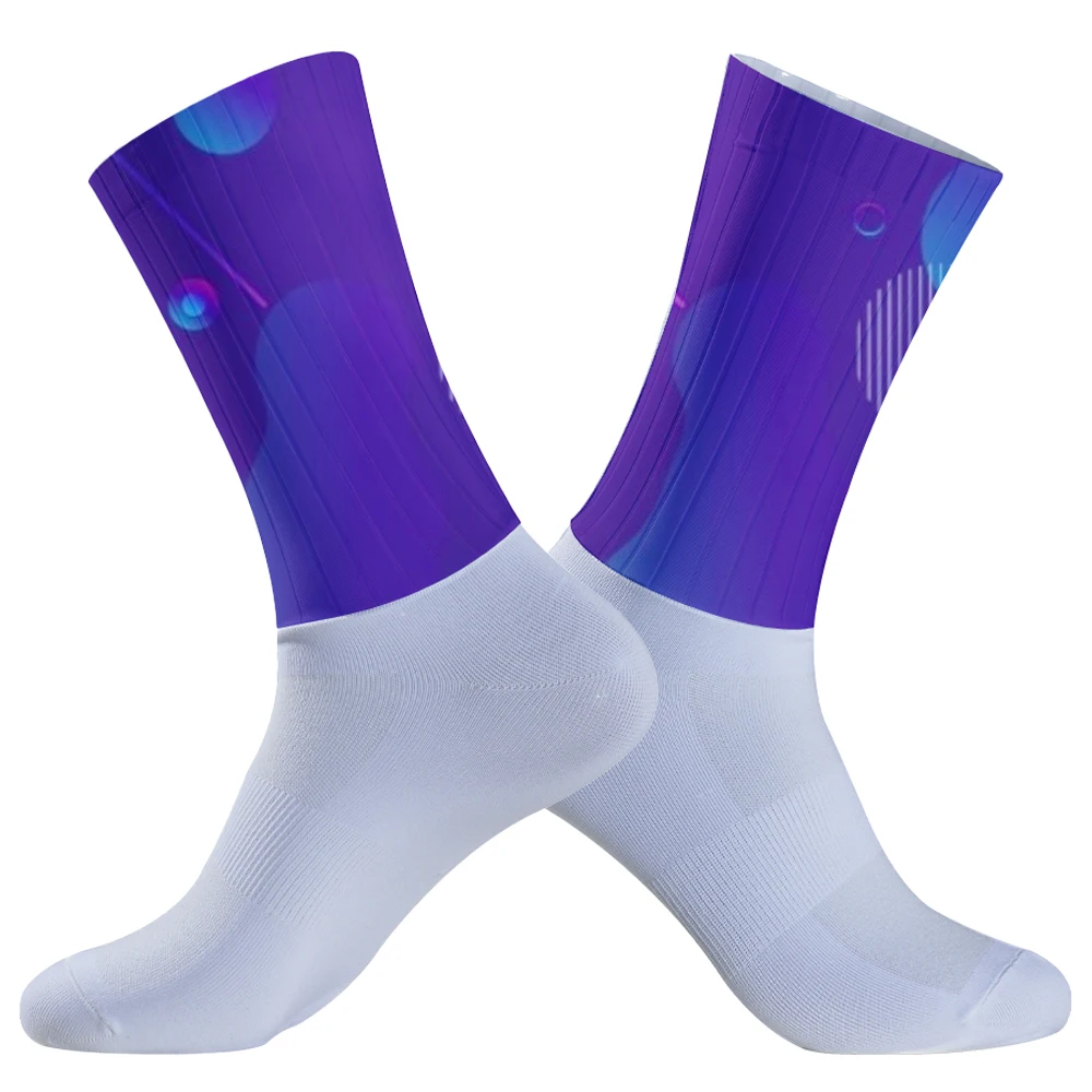 2024 neue Männer Fahrrad Sport Laufen Fahrrad Socken Calcetines Anti Slip Silikon Sommer Aero Socken Whiteline Radfahren Socken