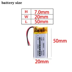 3.7V polymer lithium battery 702050 800MAH traffic recording pen wireless headset