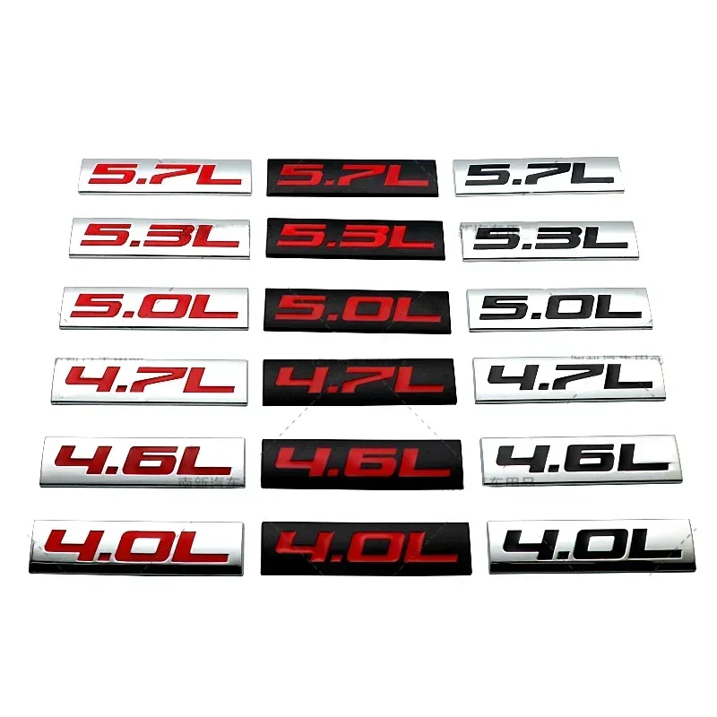 4.0L 4.6L 4.7L 5.0L 5.3L 5.7L Car Sticker Rear Trunk Badge for Peugeot Nissan Toyota Audi Ford Volvo Citroen Buick Skoda Opel