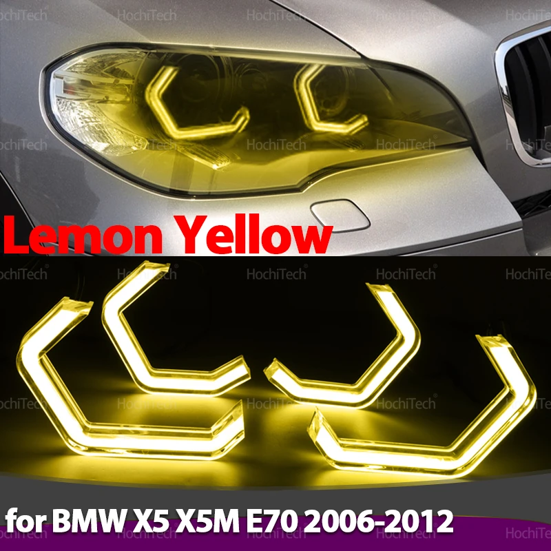 

For BMW E70 X5 X5M 2006-2012 Crystal Car Accessories Ultra Bright M4 Style Daytime Angel Eye Lemon Yellow Light Kit DRL