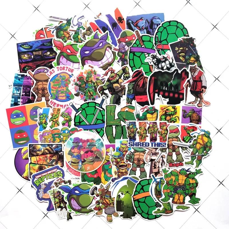 50PCS Teenage Mutant Ninja Turtles TMNT Stickers Cartoon Anime Cute DIY PVC Waterproof Sticker Laptop Decals for Kids Toys Gift