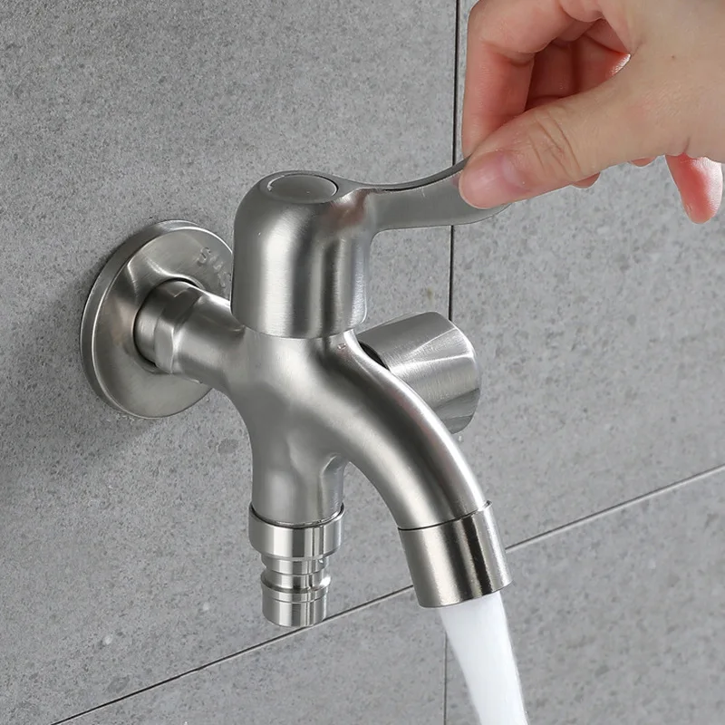 

304 Stainless Steel Multifunctional Faucet Wall Mounted Washing Machine Water Tap Toilet Faucet Outdoor Garden Faucet