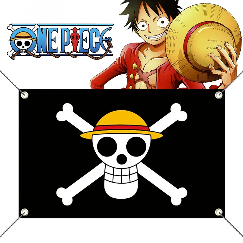 60x90cm Anime One Piece Luffy's Straw Hat Piracka Flaga Dekoracyjna na Ścianę, Baner, Obraz do Pokoju, Cosplay i na Imprezę