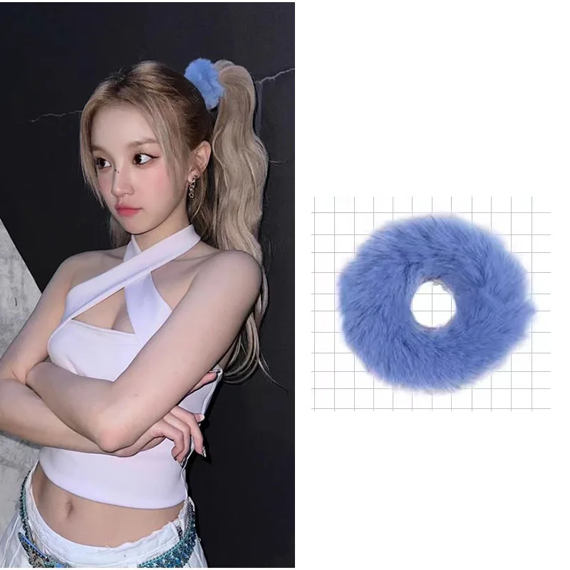 

Korean Popular Group Song Yuqi Plush Hair Loops for women Wife Imitation of rabbit hair Rope Cute Sweet neverland Y2K Style