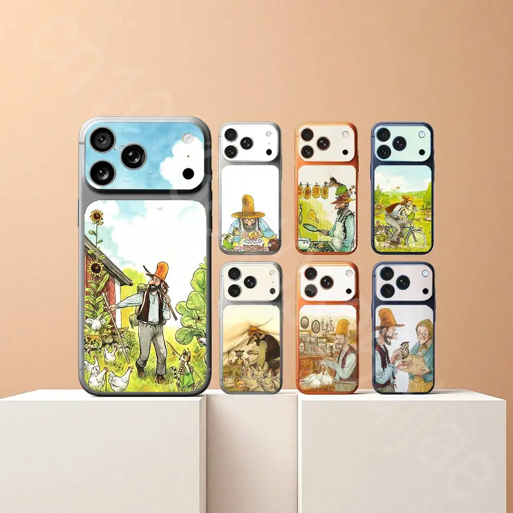 P-pettson F-findus For iPhone 17proMax 17pro Full Cover Decal Skin Wrap Colorful Rear Protective Sticker Film