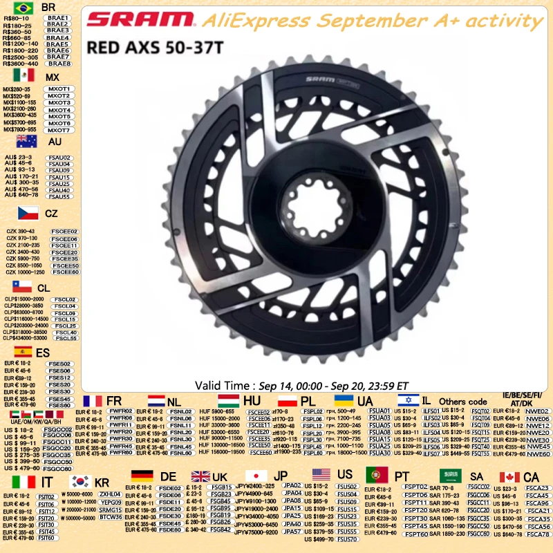 SRAM RED AXS 50-37T Chainring 8Bolt Direct Mount 2x12Speed 8 Holes