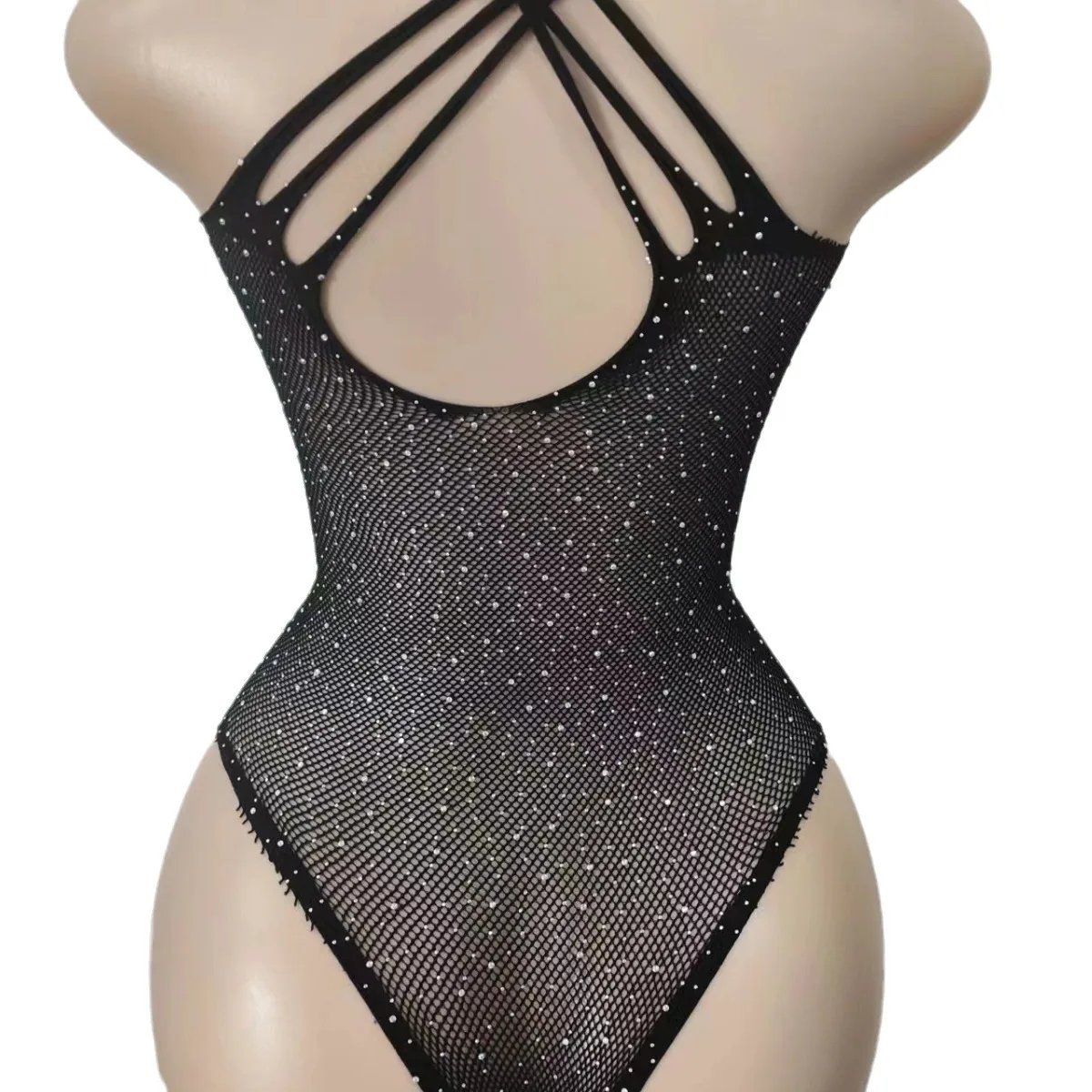 Cross-border sparkling rhinestone hip skirt one-piece sexy netting