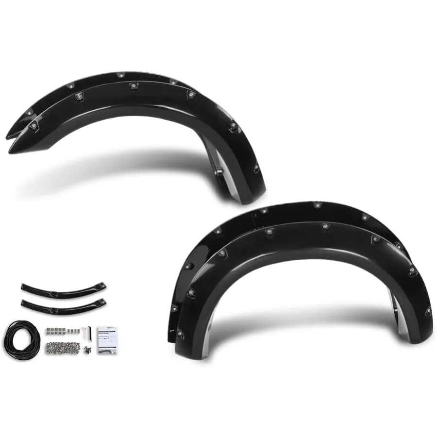 Pocket Rivet Bolt Fender Flares Sand Blast Textured, Black