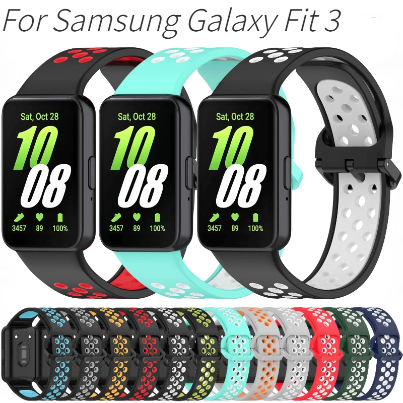 Correa de silicona para Samsung Galaxy Fit 3, pulsera de reloj de dos tonos, pulsera reemplazable